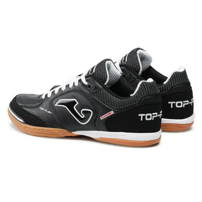 Joma Top Flex Black 2121 indoor futsal shoe, black upper with white laces