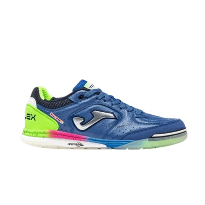 Joma Top Flex Rebound Royal Blue 2604 indoor futsal shoe in royal blue with a fluro yellow midsole