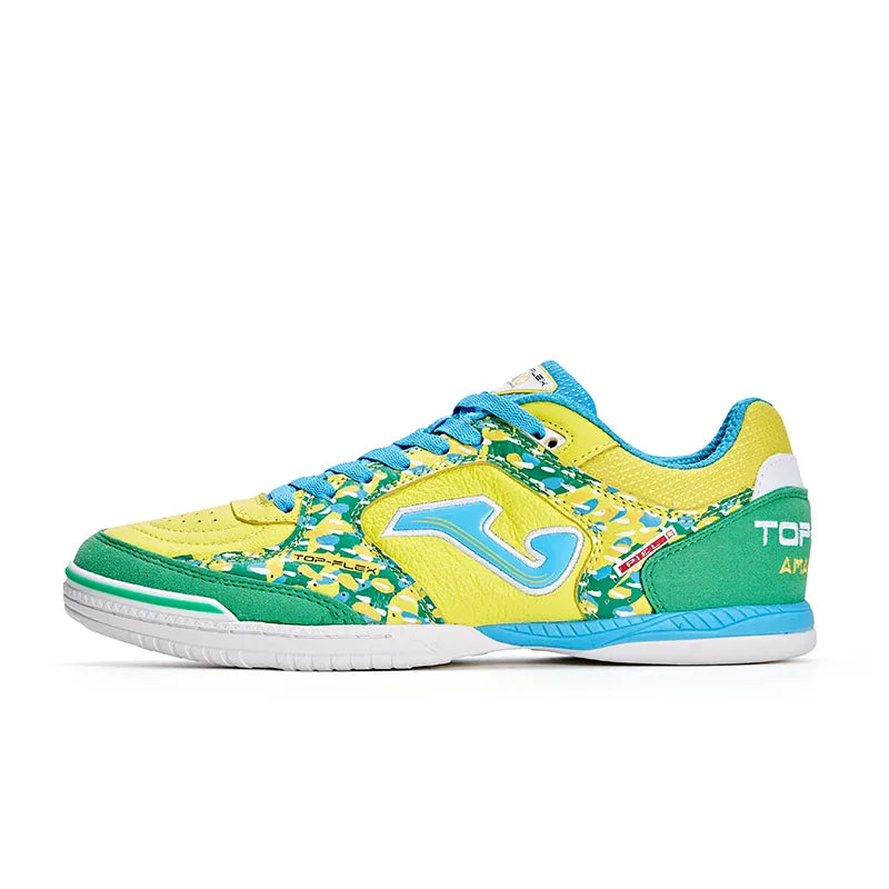 Joma Top Flex Amandinha yellow green futsal shoe side profile