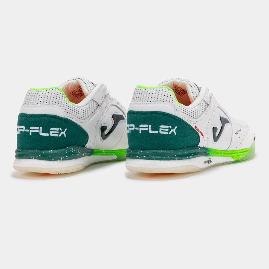 Joma Top Flex Rebound White/Lime futsal shoe, top view